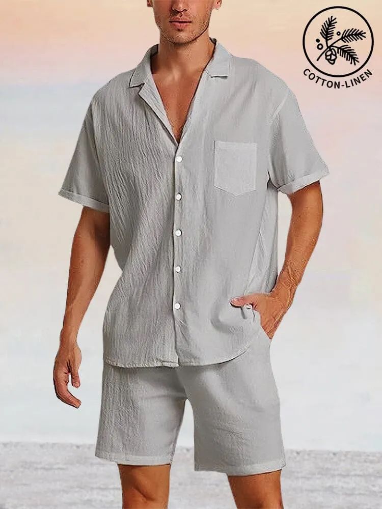 Breathable Cotton Linen Beach Shirt Set sold by Coofandy