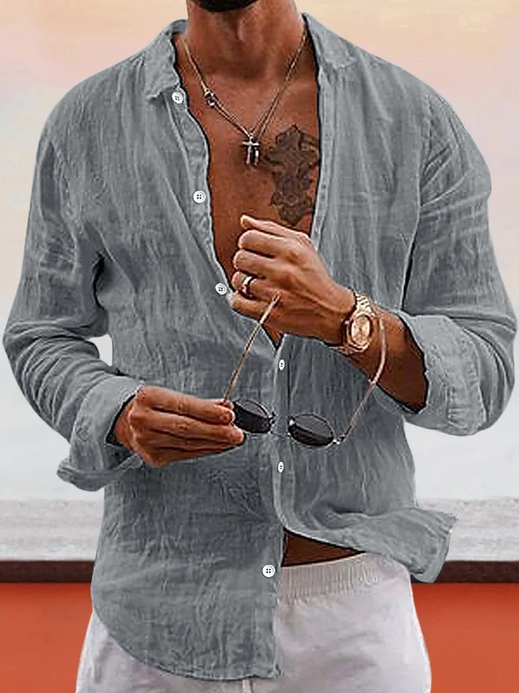 Soft Solid Cotton Linen Shirt sold by Coofandy product image thumbnail 5