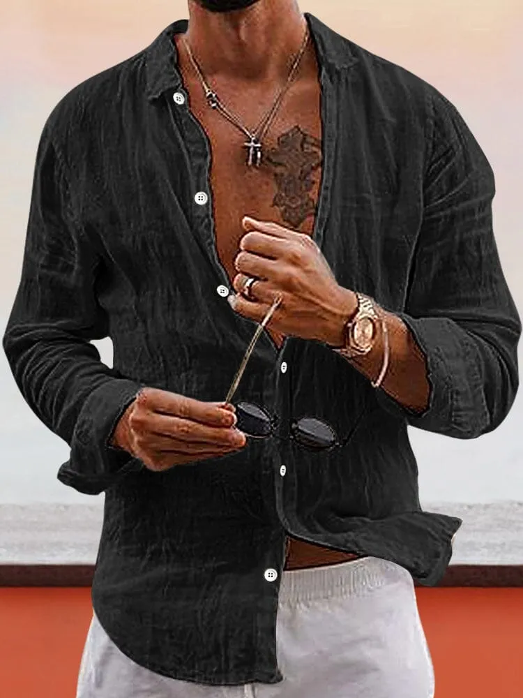 Soft Solid Cotton Linen Shirt sold by Coofandy product image thumbnail 2