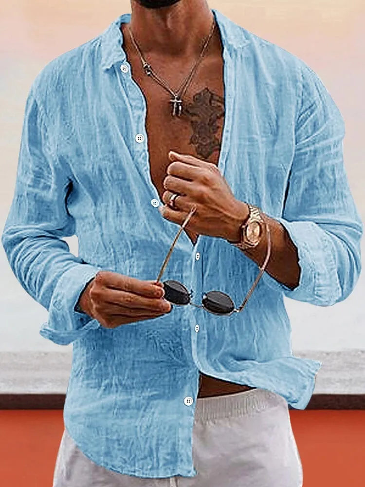 Soft Solid Cotton Linen Shirt sold by Coofandy product image thumbnail 3