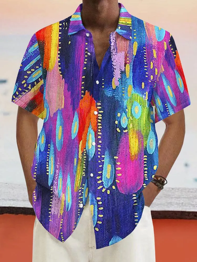 Graffiti Painted Cotton Linen Shirt sold by Coofandy product image thumbnail 3