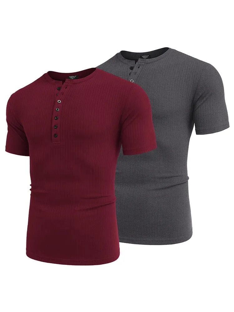 Casual 2-Pack Stretch Ribbed Shirts (US Only) sold by Coofandy product image thumbnail 5