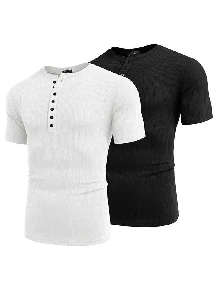Casual 2-Pack Stretch Ribbed Shirts (US Only) sold by Coofandy product image thumbnail 3