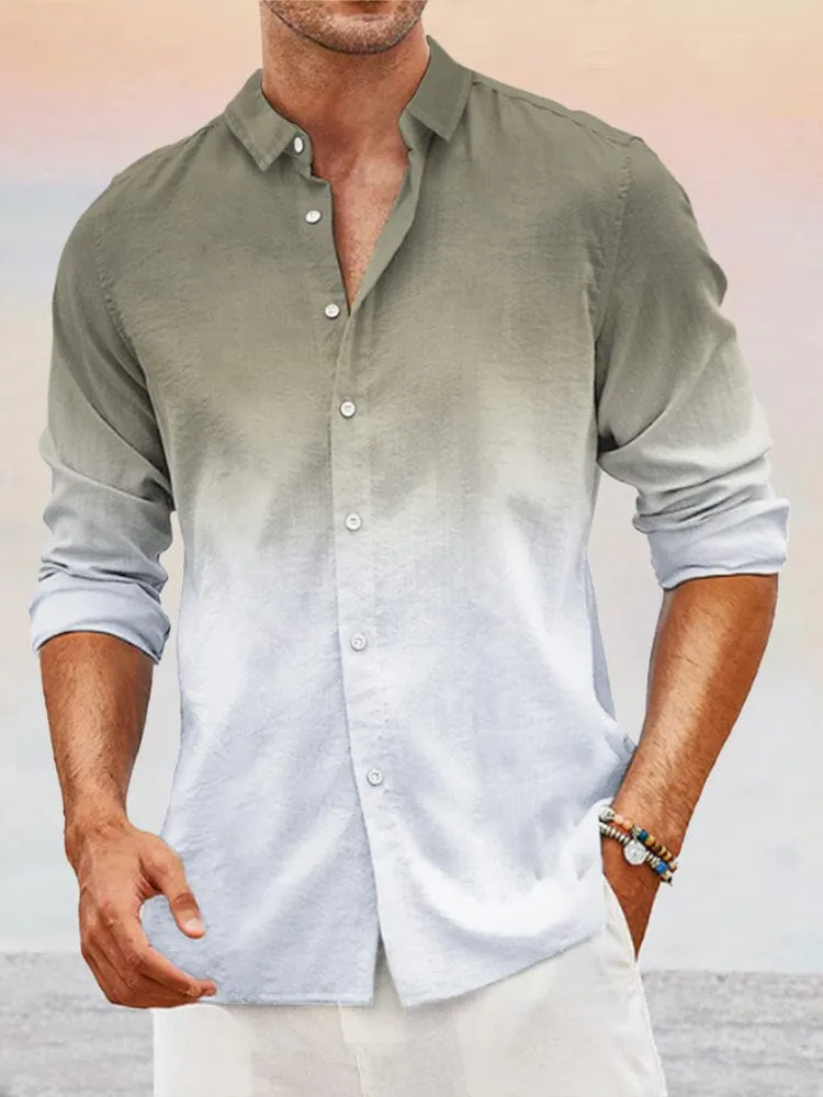 Casual Gradient Splicing Cotton Linen Shirt sold by Coofandy product image thumbnail 2