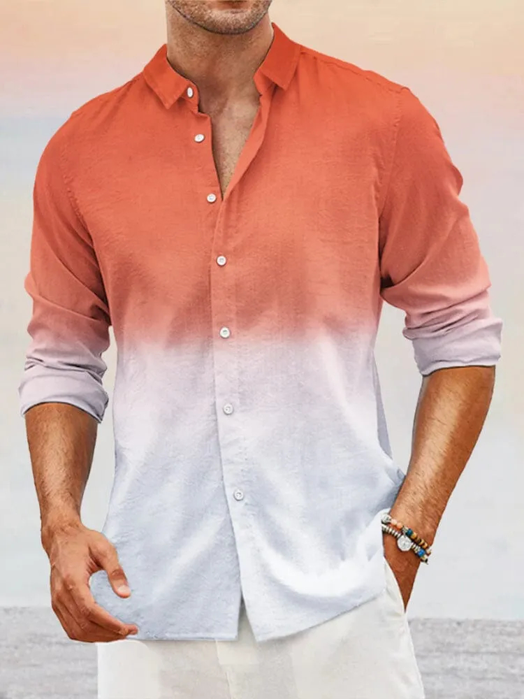 Casual Gradient Splicing Cotton Linen Shirt sold by Coofandy product image thumbnail 3