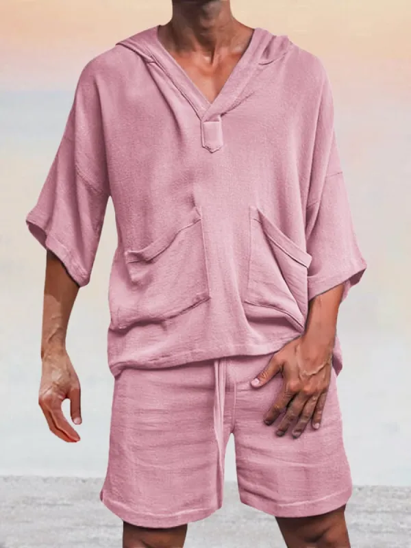 Casual Linen Pullover Hoodie Set sold by Coofandy