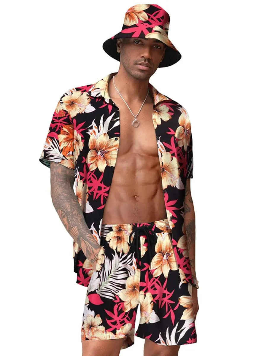 Hawaiian Beach Sets with Bucket Hat (US Only) sold by Coofandy