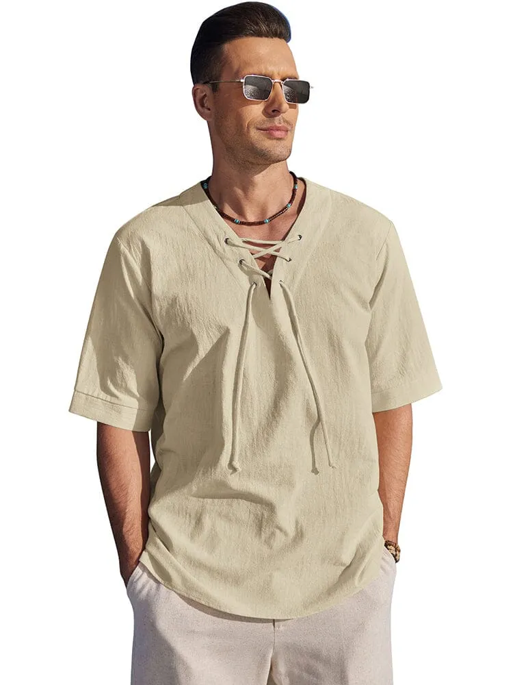 Casual Breathable Lace Up Shirt (US Only) sold by Coofandy product image thumbnail 2