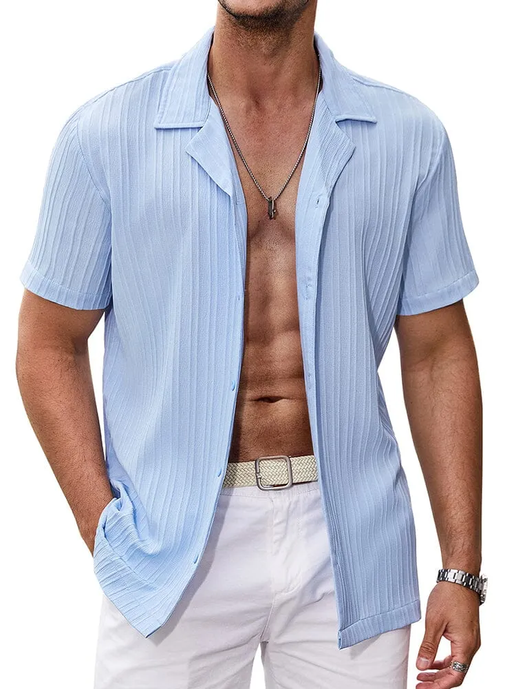 Casual Breathable Solid Pit Stripe Shirt (US Only) sold by Coofandy product image thumbnail 5