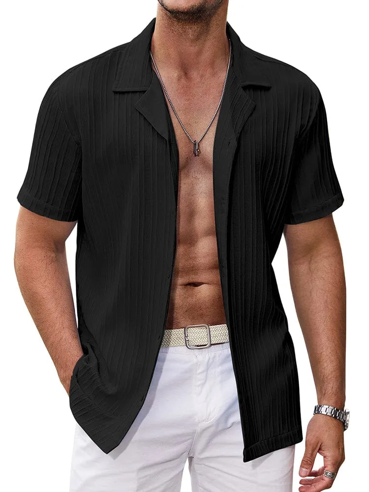 Casual Breathable Solid Pit Stripe Shirt (US Only) sold by Coofandy product image thumbnail 2