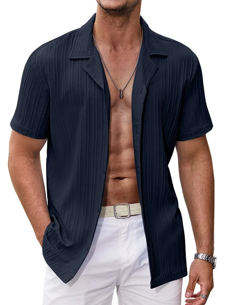 Casual Breathable Solid Pit Stripe Shirt (US Only) sold by Coofandy product image thumbnail 3