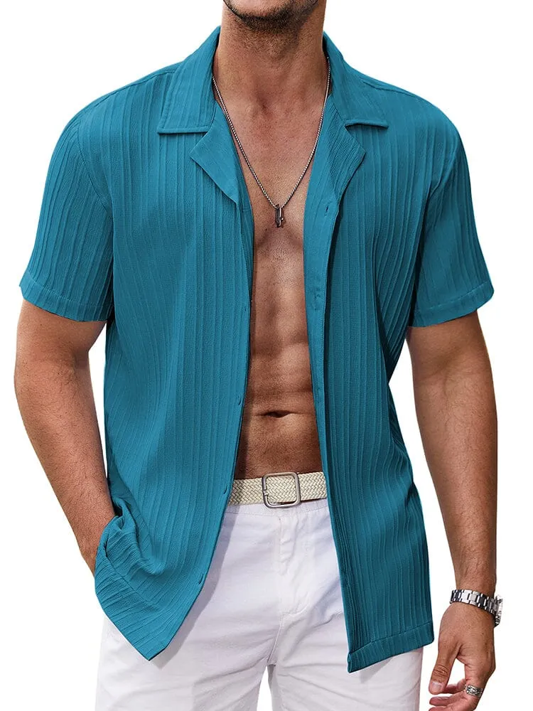 Casual Breathable Solid Pit Stripe Shirt (US Only) sold by Coofandy product image thumbnail 4