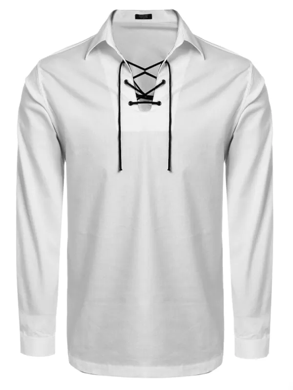 Casual Lace Up Henley Shirt (US Only) sold by Coofandy