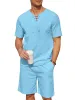 Casual Cotton Linen Lace Up Shirt Set (US Only) sold by Coofandy