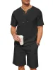 Casual Cotton Linen Lace Up Shirt Set (US Only) sold by Coofandy