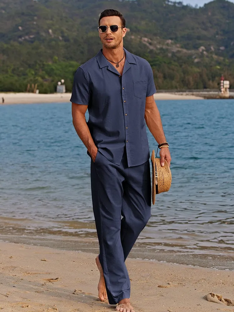 Casual Linen Style Beach Shirt Sets (US Only) sold by Coofandy product image thumbnail 5