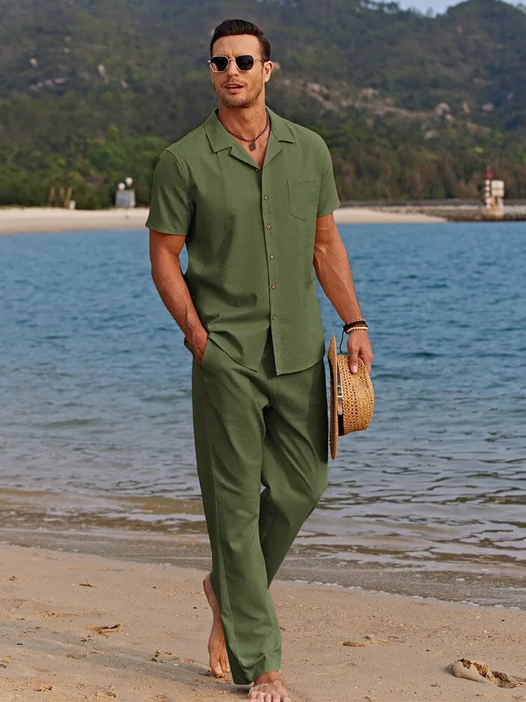 Casual Linen Style Beach Shirt Sets (US Only) sold by Coofandy product image thumbnail 2