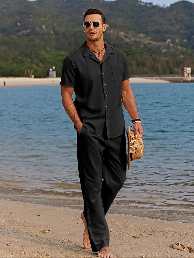 Casual Linen Style Beach Shirt Sets (US Only) sold by Coofandy product image thumbnail 3