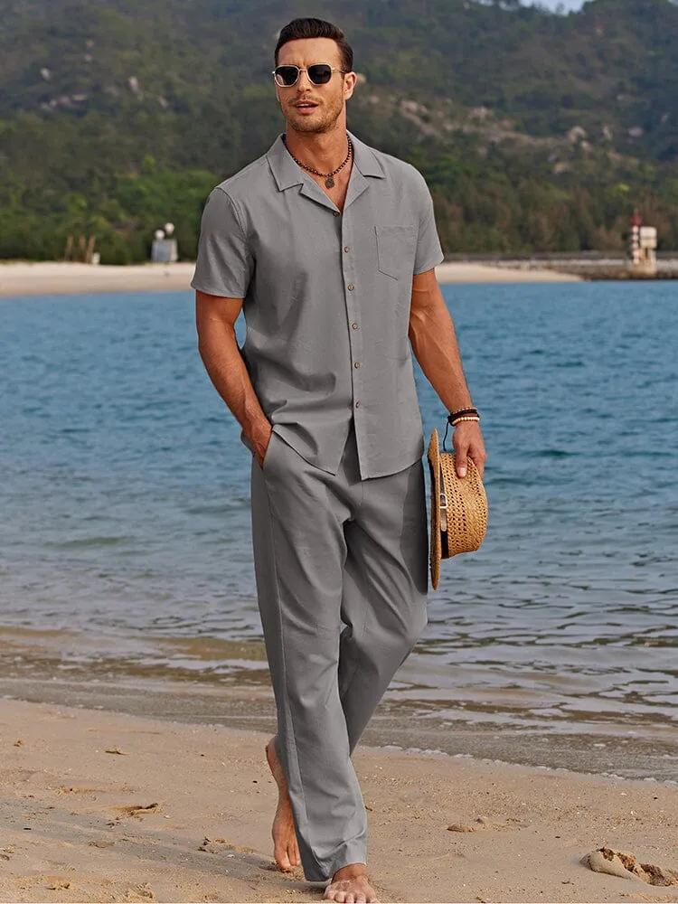 Casual Linen Style Beach Shirt Sets (US Only) sold by Coofandy product image thumbnail 4