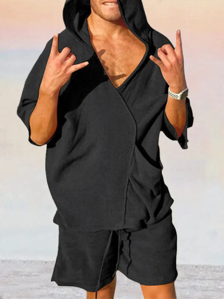 Casual Hooded Top Cotton Linen Set sold by Coofandy product image thumbnail 2