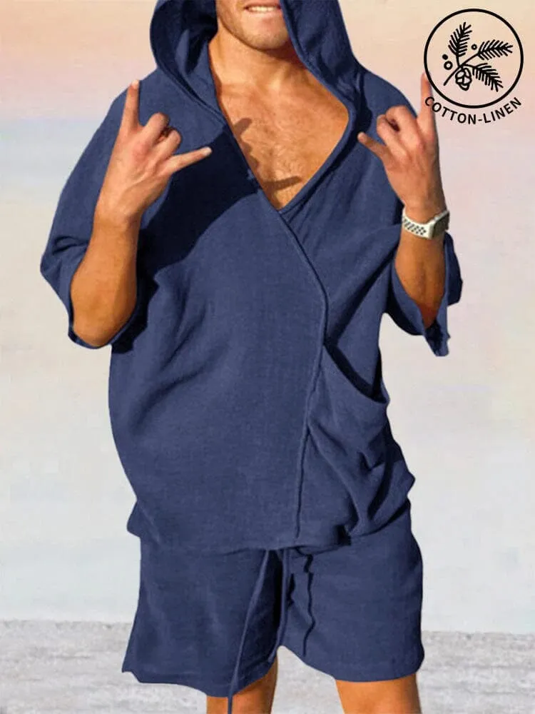 Casual Hooded Top Cotton Linen Set sold by Coofandy
