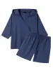 Casual Hooded Top Cotton Linen Set sold by Coofandy