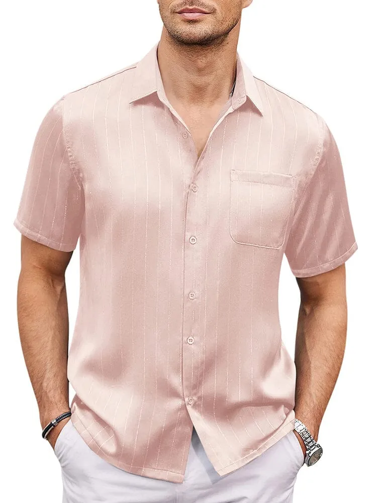 Casual Silk Satin Short Sleeve Shirt (US Only) sold by Coofandy product image thumbnail 5