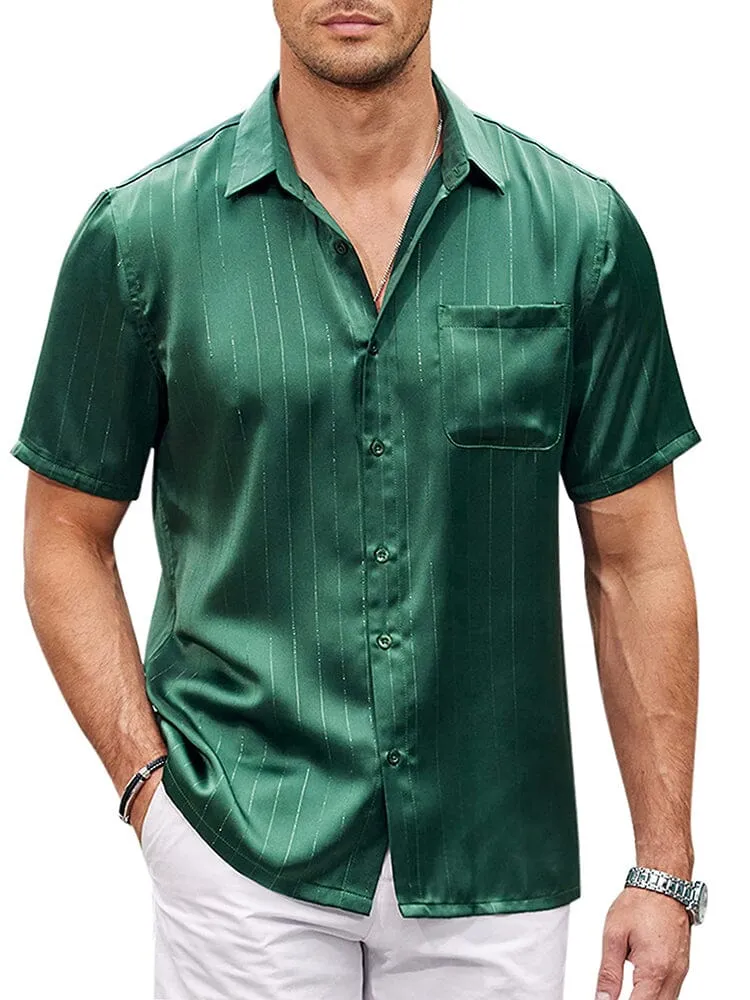 Casual Silk Satin Short Sleeve Shirt (US Only) sold by Coofandy product image thumbnail 2