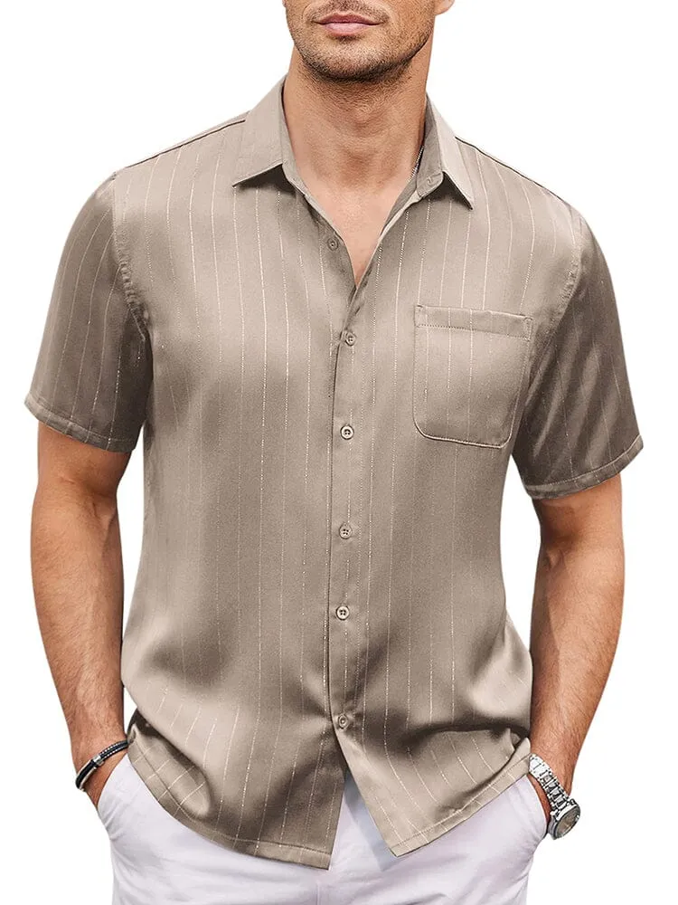 Casual Silk Satin Short Sleeve Shirt (US Only) sold by Coofandy product image thumbnail 3