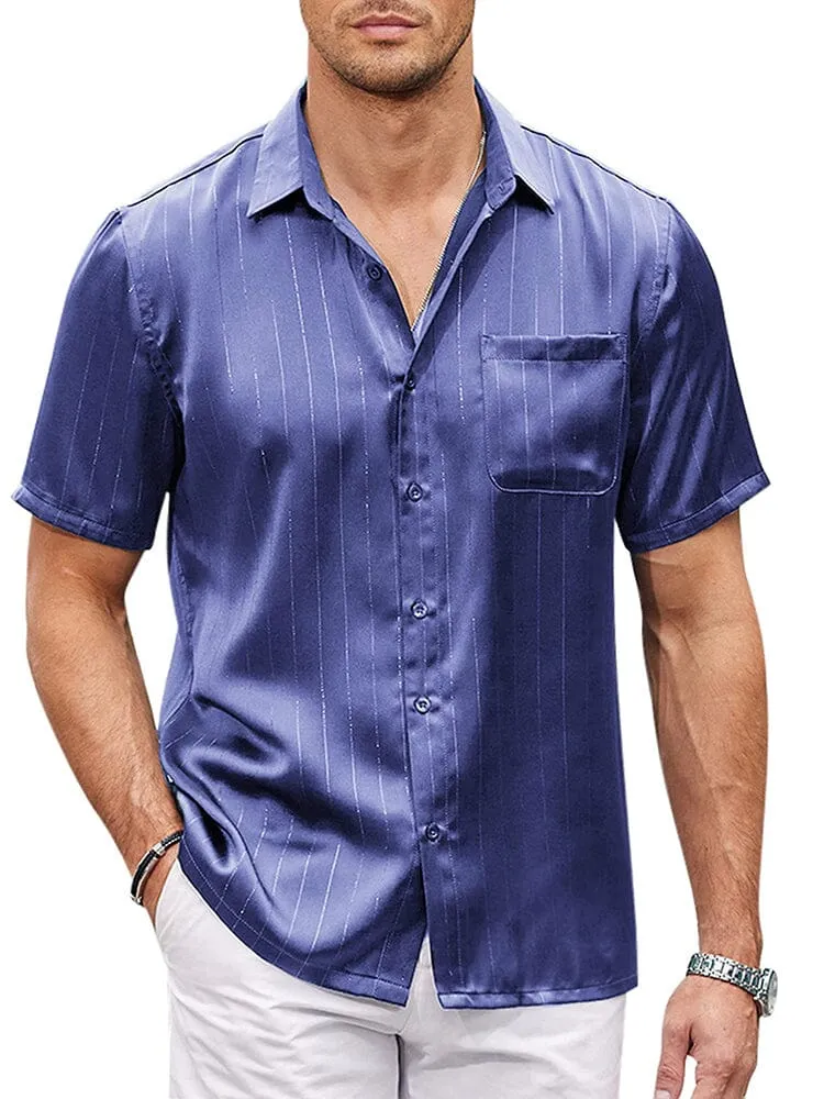 Casual Silk Satin Short Sleeve Shirt (US Only) sold by Coofandy product image thumbnail 4