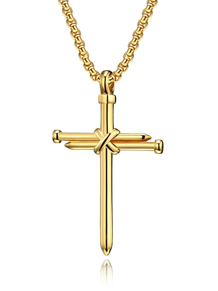 Vintage Nail Cross Pendant with Chain sold by Coofandy product image thumbnail 3