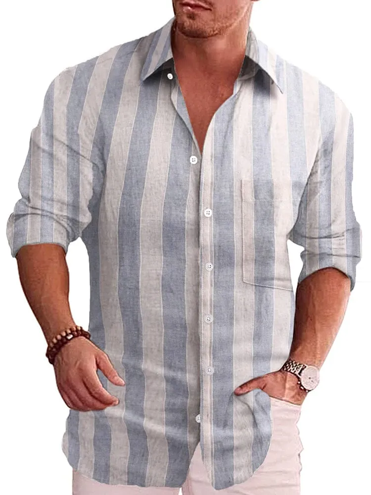 Classic Casual Printed Button Down Cotton Linen Shirt (Us Only) sold by Coofandy product image thumbnail 3