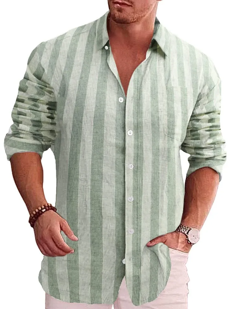 Classic Casual Printed Button Down Cotton Linen Shirt (Us Only) sold by Coofandy product image thumbnail 4