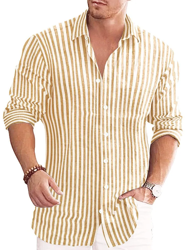 Classic Casual Printed Button Down Cotton Linen Shirt (Us Only) sold by Coofandy product image thumbnail 5