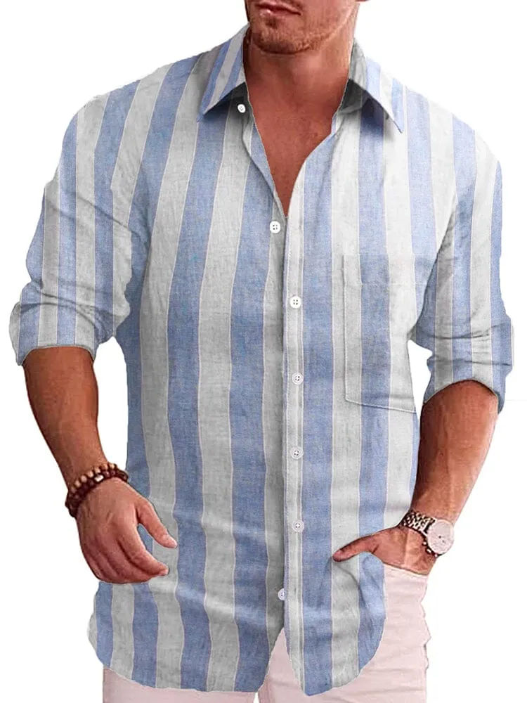 Classic Casual Printed Button Down Cotton Linen Shirt (Us Only) sold by Coofandy product image thumbnail 2