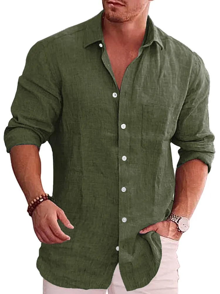 Classic Casual Button Down Cotton Linen Shirt (Us Only) sold by Coofandy