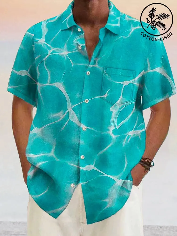 Hawaiian Wavy Texture Cotton Linen Shirt sold by Coofandy product image thumbnail 3
