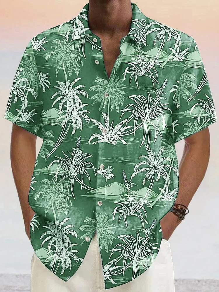 Hawaiian Style Printed Cotton Linen Shirt sold by Coofandy