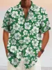Hawaiian Flower Printed Cotton Linen Holiday Shirt sold by Coofandy