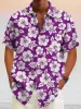 Hawaiian Flower Printed Cotton Linen Holiday Shirt sold by Coofandy