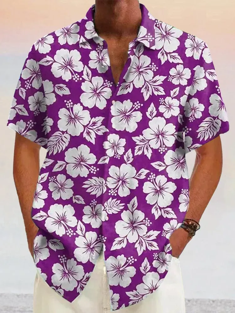 Hawaiian Flower Printed Cotton Linen Holiday Shirt sold by Coofandy product image thumbnail 4