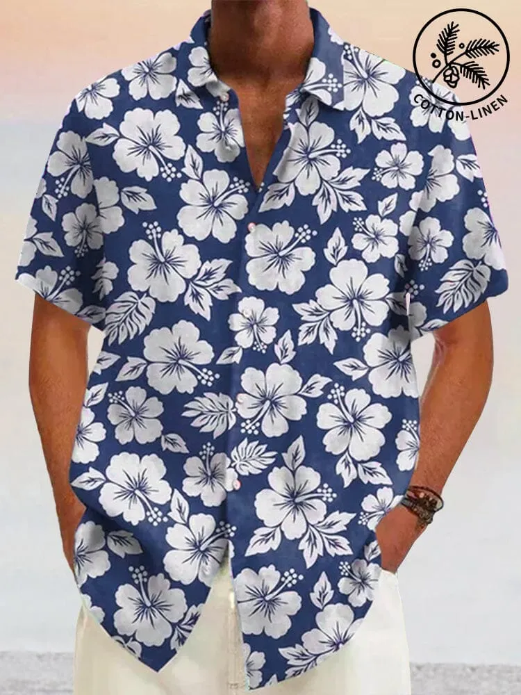 Hawaiian Flower Printed Cotton Linen Holiday Shirt sold by Coofandy product image thumbnail 2