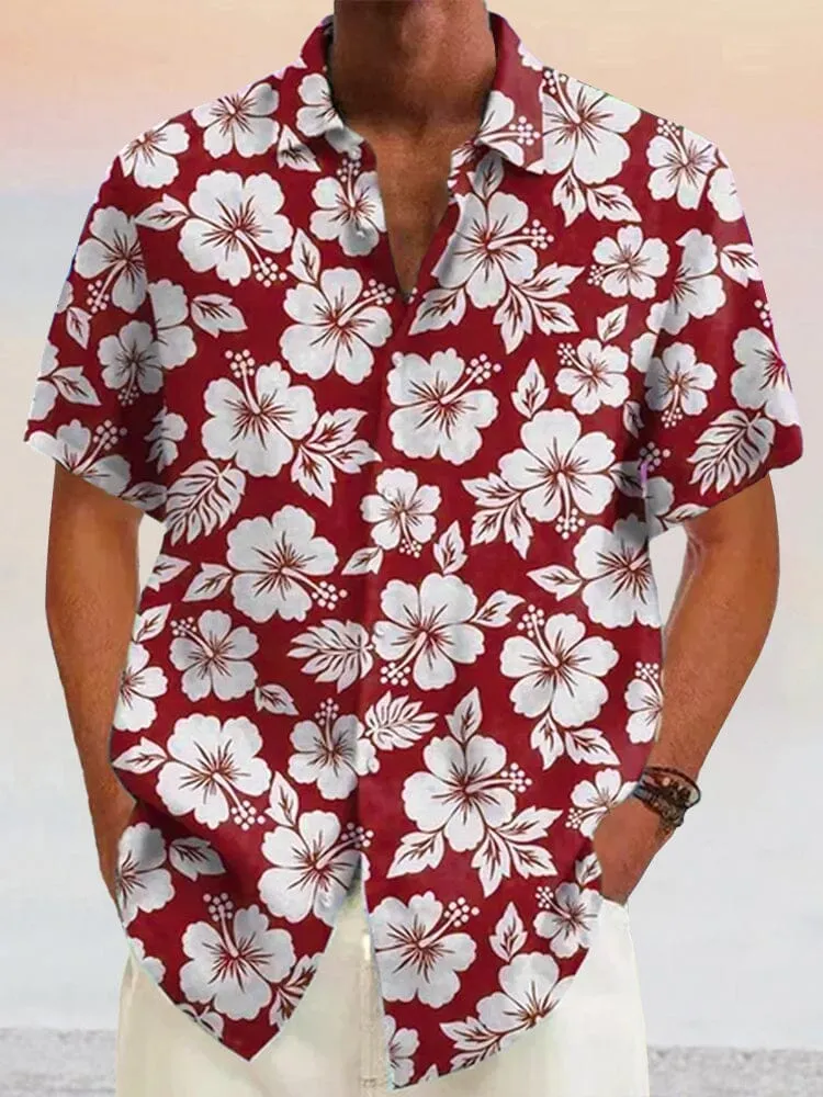 Hawaiian Flower Printed Cotton Linen Holiday Shirt sold by Coofandy product image thumbnail 5