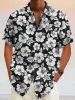 Hawaiian Flower Printed Cotton Linen Holiday Shirt sold by Coofandy