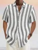 Classic Casual Cotton Linen Stripe Shirt sold by Coofandy