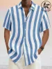 Classic Casual Cotton Linen Stripe Shirt sold by Coofandy