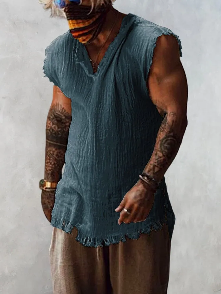 Casual Loose Fit Cotton Linen Tank Top sold by Coofandy product image thumbnail 3