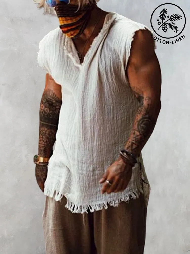 Casual Loose Fit Cotton Linen Tank Top sold by Coofandy