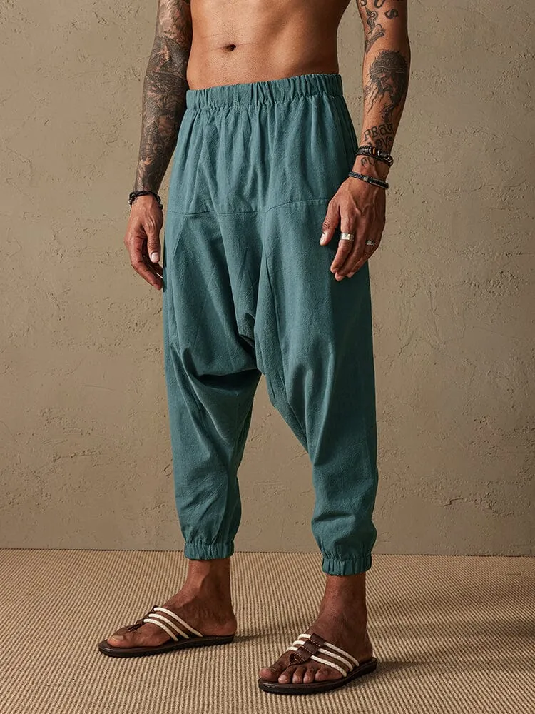 Loose Fit Drop Crotch Cotton Linen Pants sold by Coofandy product image thumbnail 4