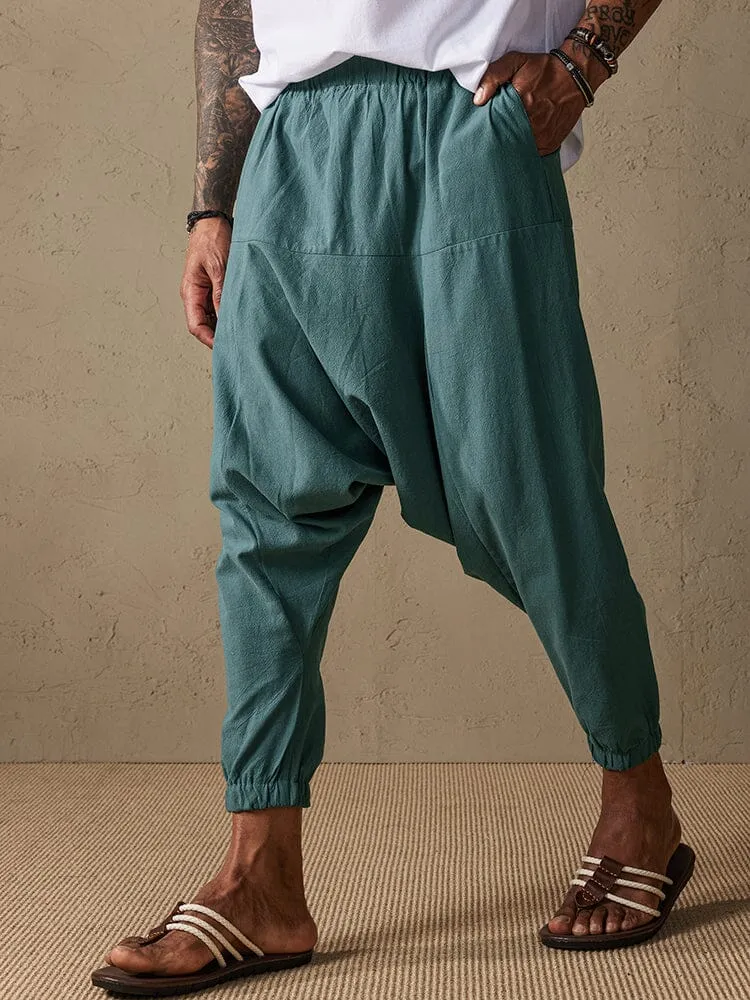 Loose Fit Drop Crotch Cotton Linen Pants sold by Coofandy